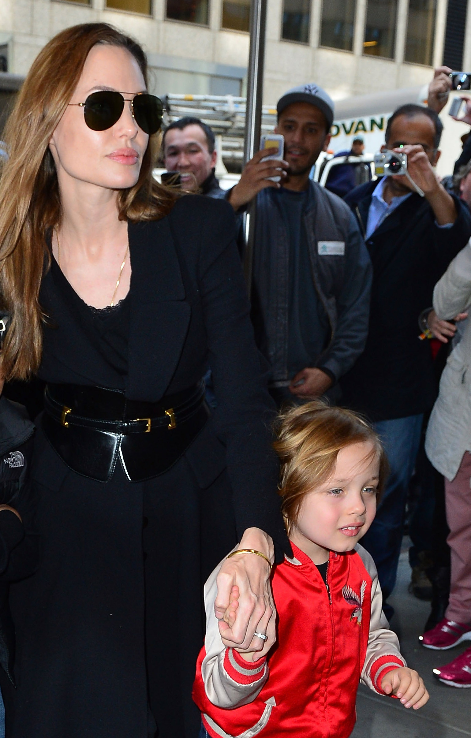 Angelina Jolie and Knox Jolie-Pitt visit FAO Schwarz on April 5, 2013 in New York City | Source: Getty Images