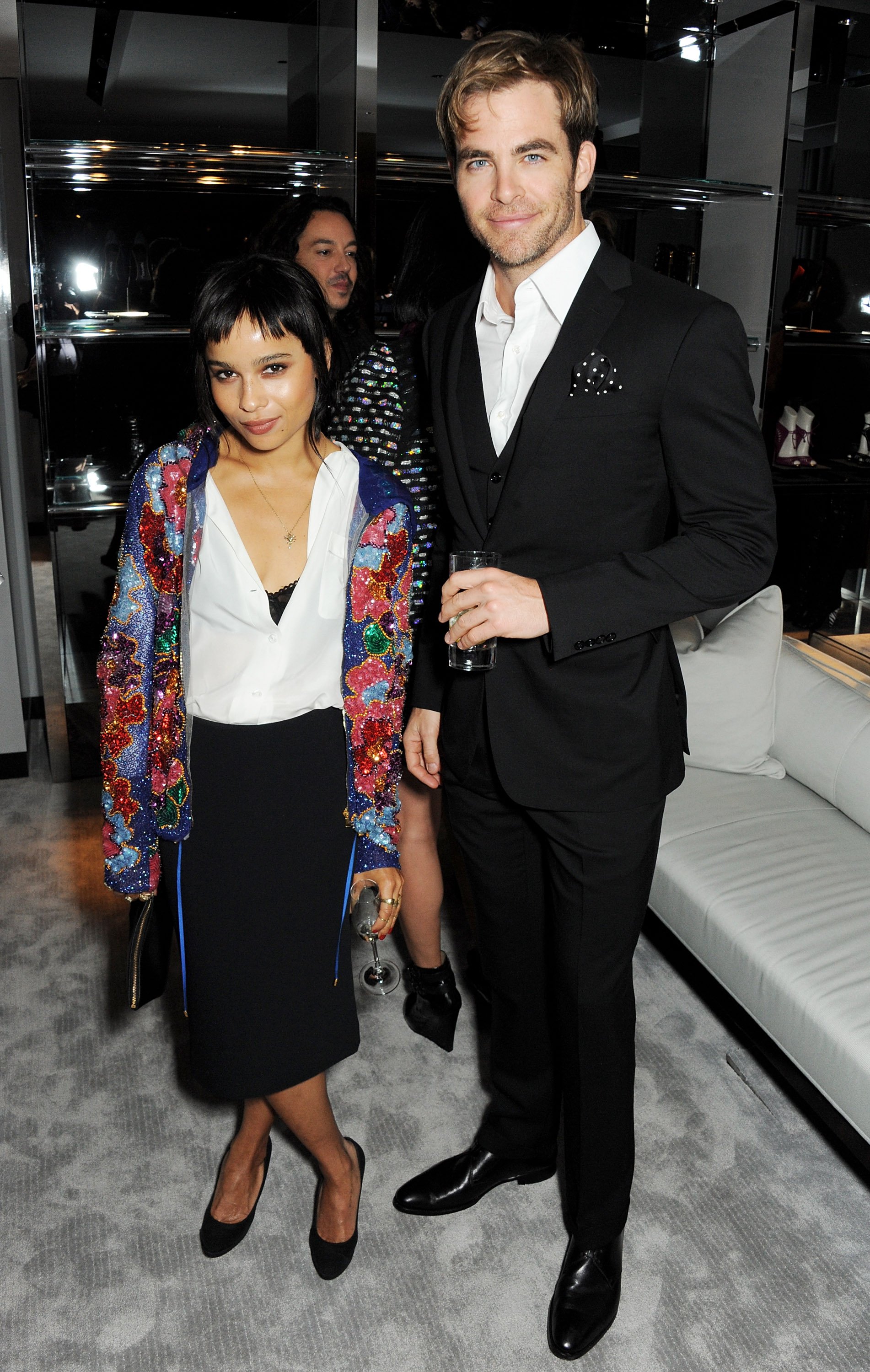 Zoe Kravitz and Chris Pine are posing at the Tom Ford London flagship store launch on Sloane Street in England | Source: Getty Images
