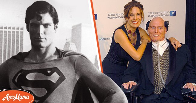 Left: Christopher Reeve stands before the Manhattan skyline as "Superman." Right: Reeve with his wife during 13th Annual "A Magical Evening" Gala Hosted by The Christopher Reeve Paralysis Foundation, New York, United States | Photo: Getty Images