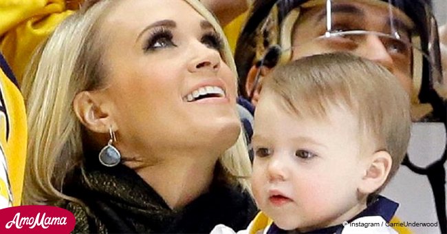 Carrie Underwood shares heartfelt video of son watching her National Anthem performance