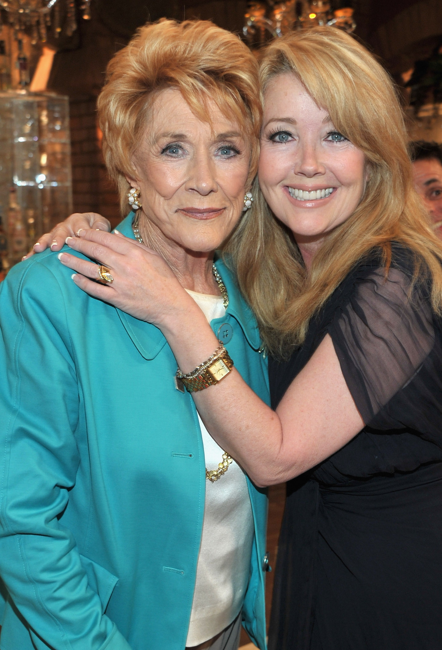 Actress Jeanne Cooper and actress Melody Thomas Scott at CBS' "The Young and the Restless" 38th Anniversary cake cutting on March 24, 2011 in Los Angeles, California | Source: Getty Images