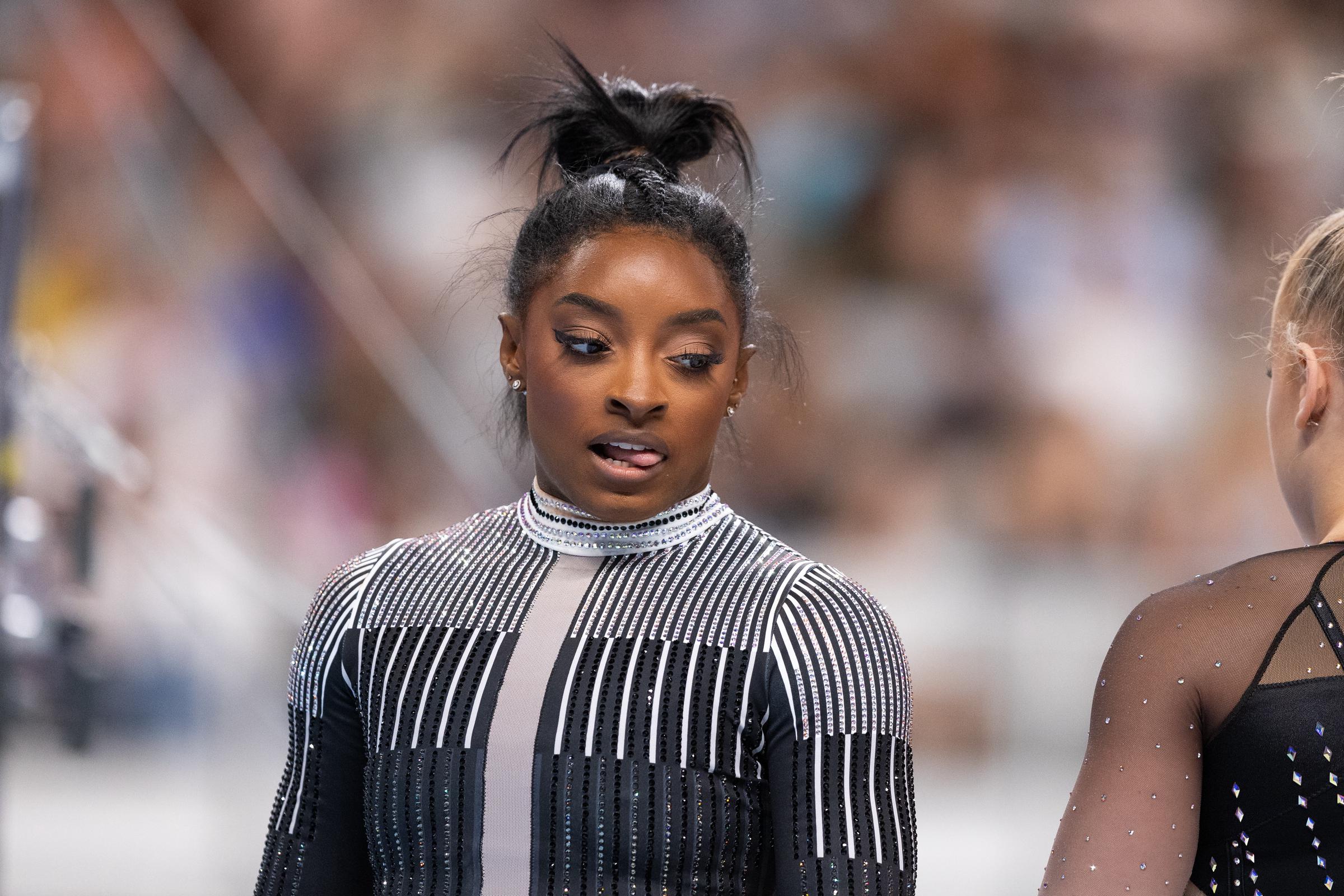 Simone Biles at the 2024 Xfinity U.S. Gymnastics Championships at Dickies Arena in Fort Worth, Texas on May 31, 2024 | Source: Getty Images