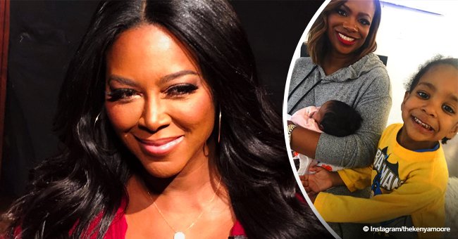 Kenya Moore shares picture of Kandi Burruss meeting baby daughter Brooklyn for the 1st time