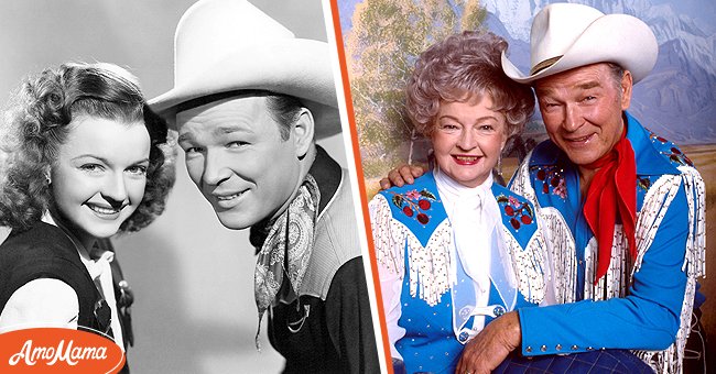 [Left]A much younger picture of Roy Rogers and Dale Evans; [Right] Roy Rogers And Dale Evans at a show. | Source: Getty Images