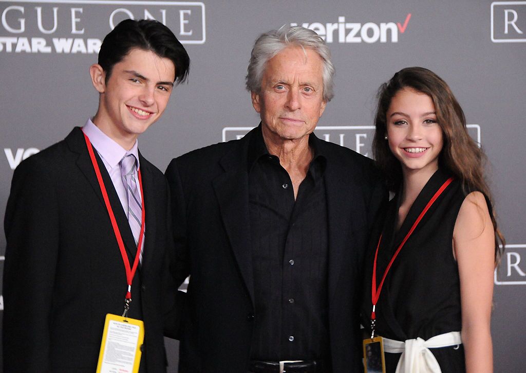 Dylan Michael Douglas, actor Michael Douglas and Carys Zeta Douglas attend the premiere of Walt Disney Pictures and Lucasfilms' 'Rogue One: A Star Wars Story'  | Getty Images