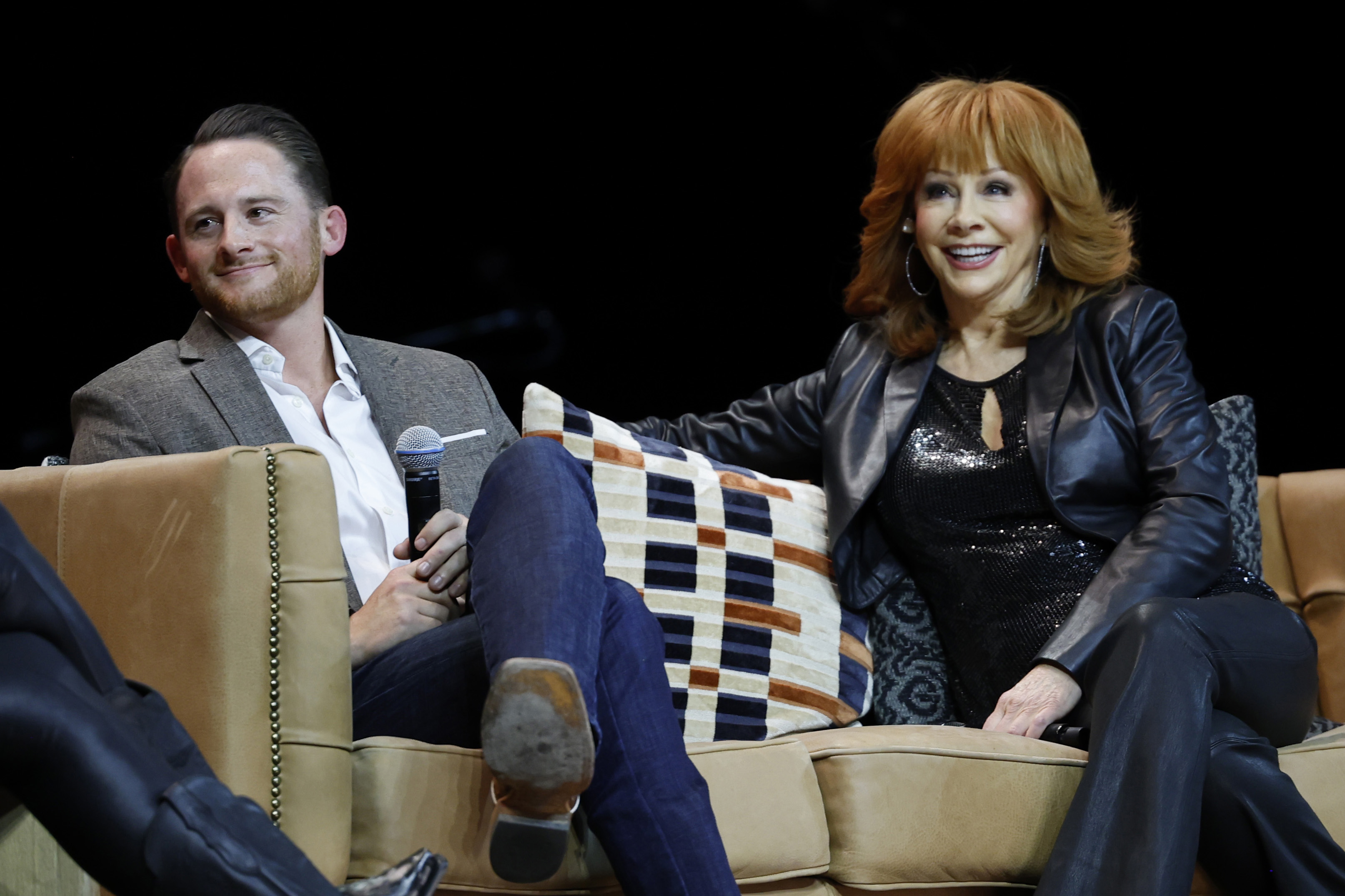 Shelby Blackstock and Reba McEntire on stage at "Not That Fancy: An Evening With Reba & Friends" in Nashville in November 2023 | Source: Getty Images