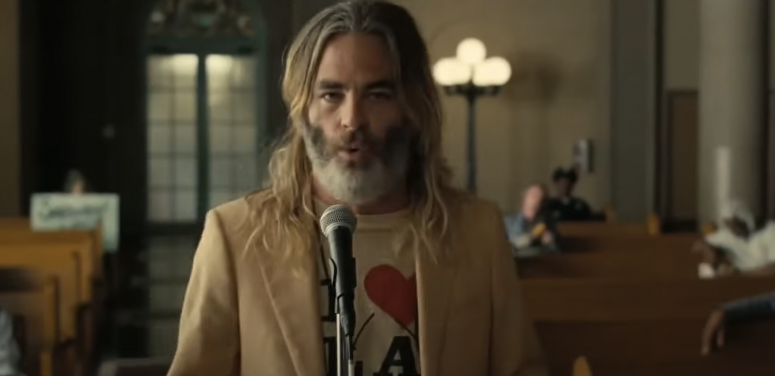 Chris Pine during a scene from "Poolman," dated April 2024 | Source: YouTube/ Rotten Tomatoes Trailers
