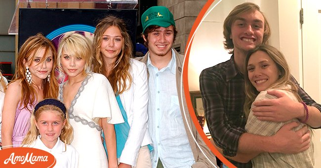 [Left] Mary-Kate Olsen and Ashley Olsen with sisters Courtney and Lizzie and brother Jake, at the ceremony honoring Ashley and Mary-Kate with a star on the Hollywood Walk of Fame in 2004; [Left] Picture of Elizabeth Olson and her brother Trent | Source : Getty Images  | Source: Getty Images
