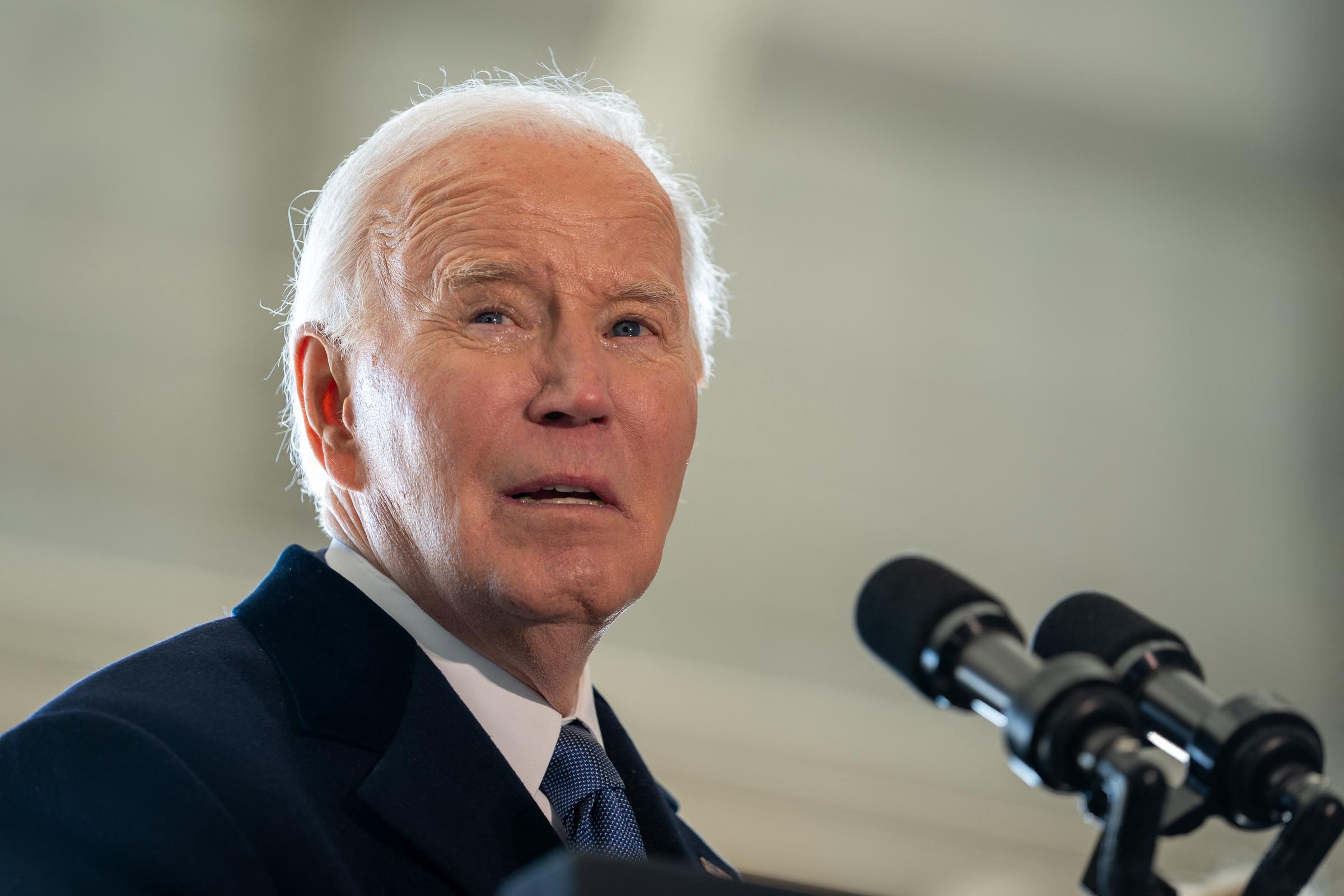 Joe Biden speaking during a farewell ceremony in Maryland on January 20, 2025. | Source: Getty Images