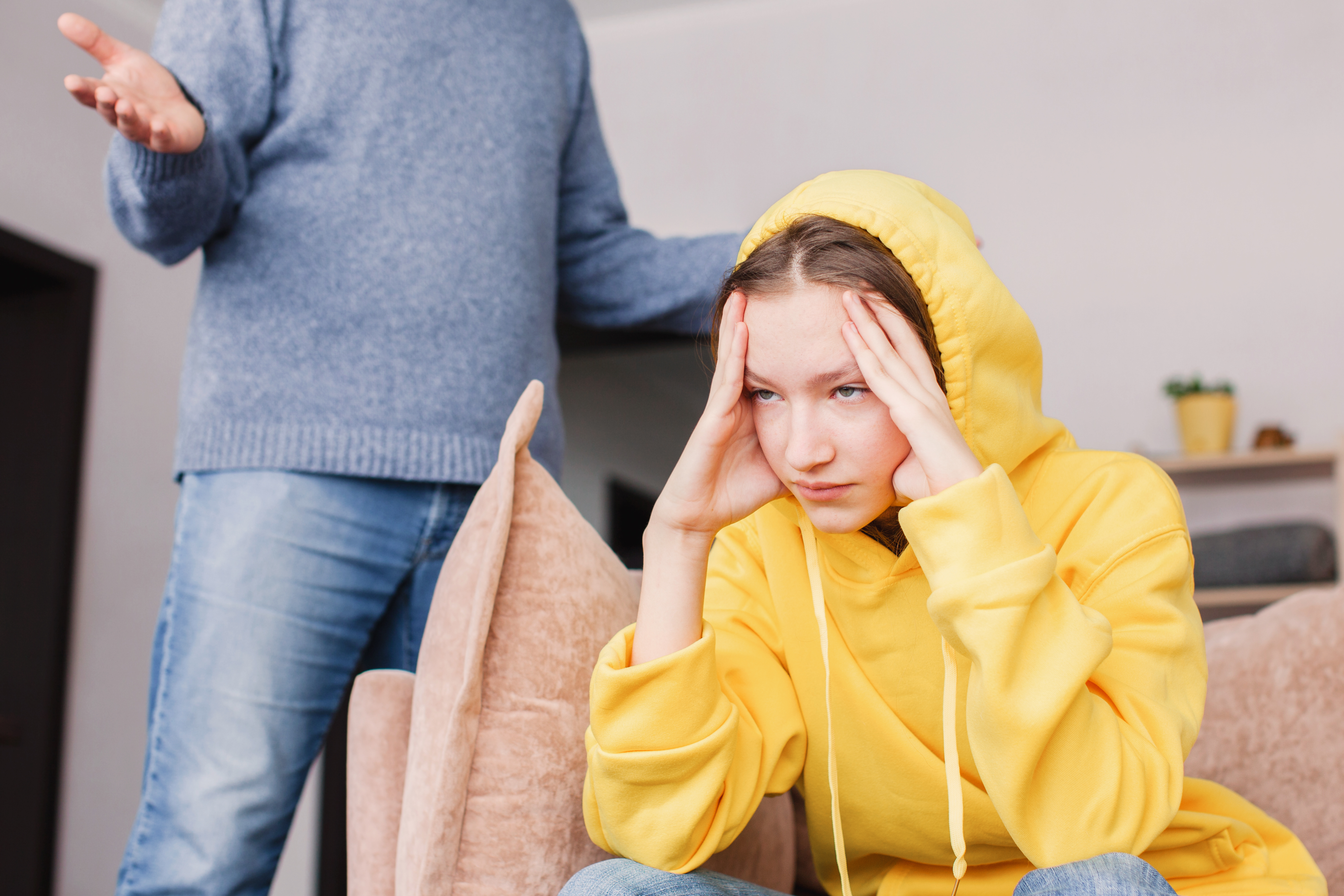 Angry parent dad tell complaints lecturing teen adult child feeling stressed | Source: Getty Images