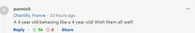 Fan comment about Raddix Madden and her parents, dated November 20, 2023 | Source: Daily Mail
