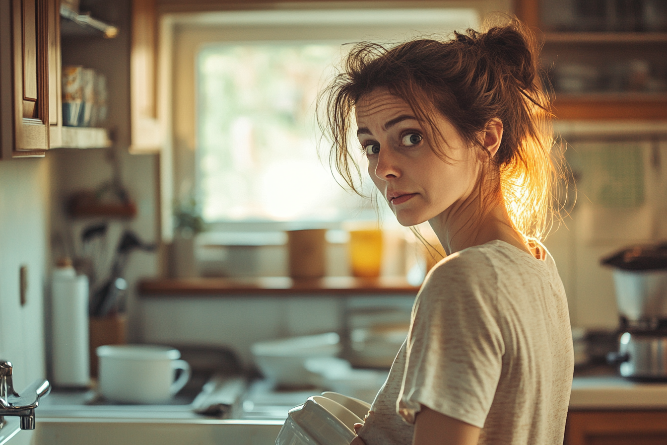 A woman washing dishes | Source: Midjourney