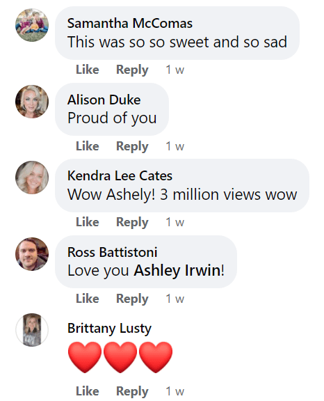 Individuals’ comments on a Facebook post by Ashley Irwin. │Source: facebook.com/ashley.irwin