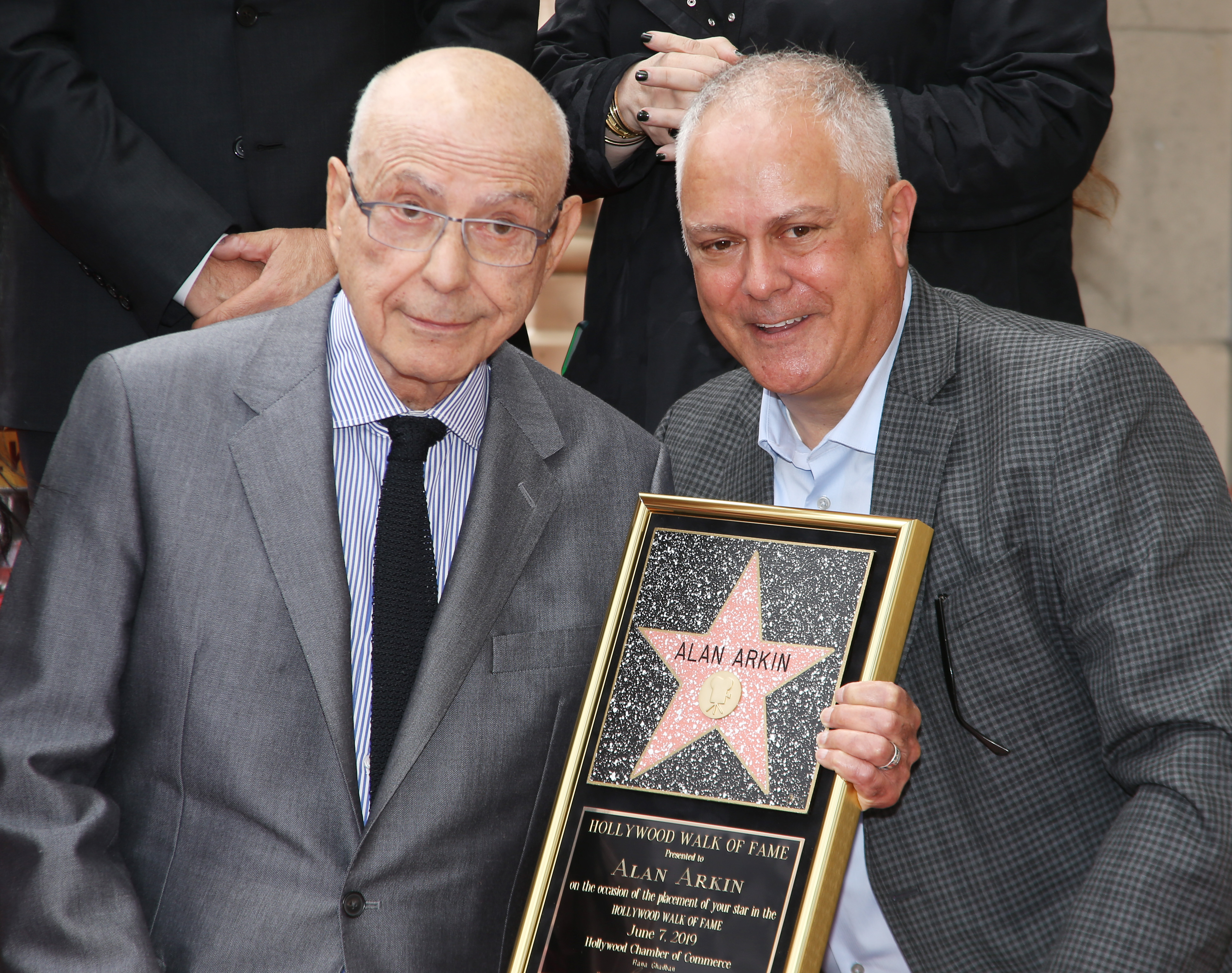 Alan Arkin (L) and his son, Matthew Arkin attend the ceremony honoring Alan Arkin with a Star on The Hollywood Walk of Fame held on June 7, 2019 in Hollywood, California. | Source: Getty Images