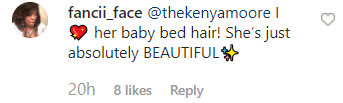 A fans' comment from Kenya Moore's post. | Photo: instagram.com/thekenyamoore
