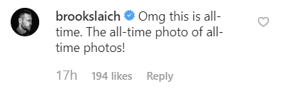 Brooks Laich's comment on Derek Hough's post. | Photo: instagram.com/derekhough
