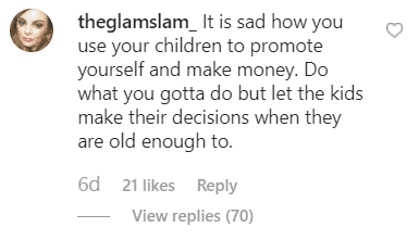 A fan's comment on Tori Spelling's Instagram post. | Source: Instagram/torispelling