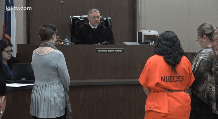 Esmeralda Garza hears her sentence. | Source: YouTube/ KIII 3 News