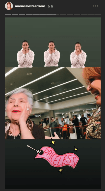 Astrid, madre de María Celeste Arrarás recibiendo la sorpresa. | Imagen: Instagram/mariacelestearraras