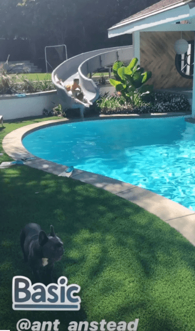 Ant Anstead and Brayden sliding into the pool. | Source: Instagram/christinaanstead