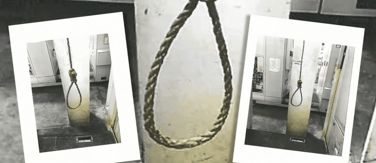 Photos of some of the nooses found around the place in separate incidents. | Photo: YouTube/CNN