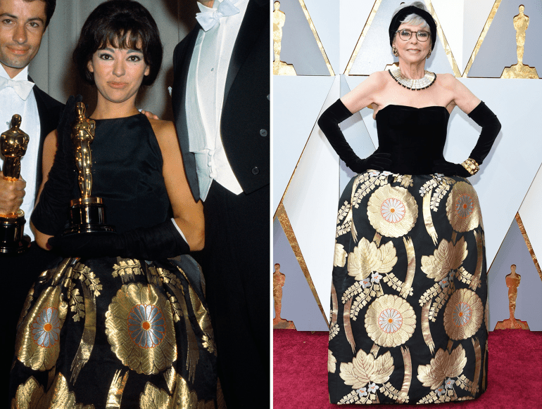 Rita Moreno lució el mismo vestido, 56 años después. | Foto: Getty 