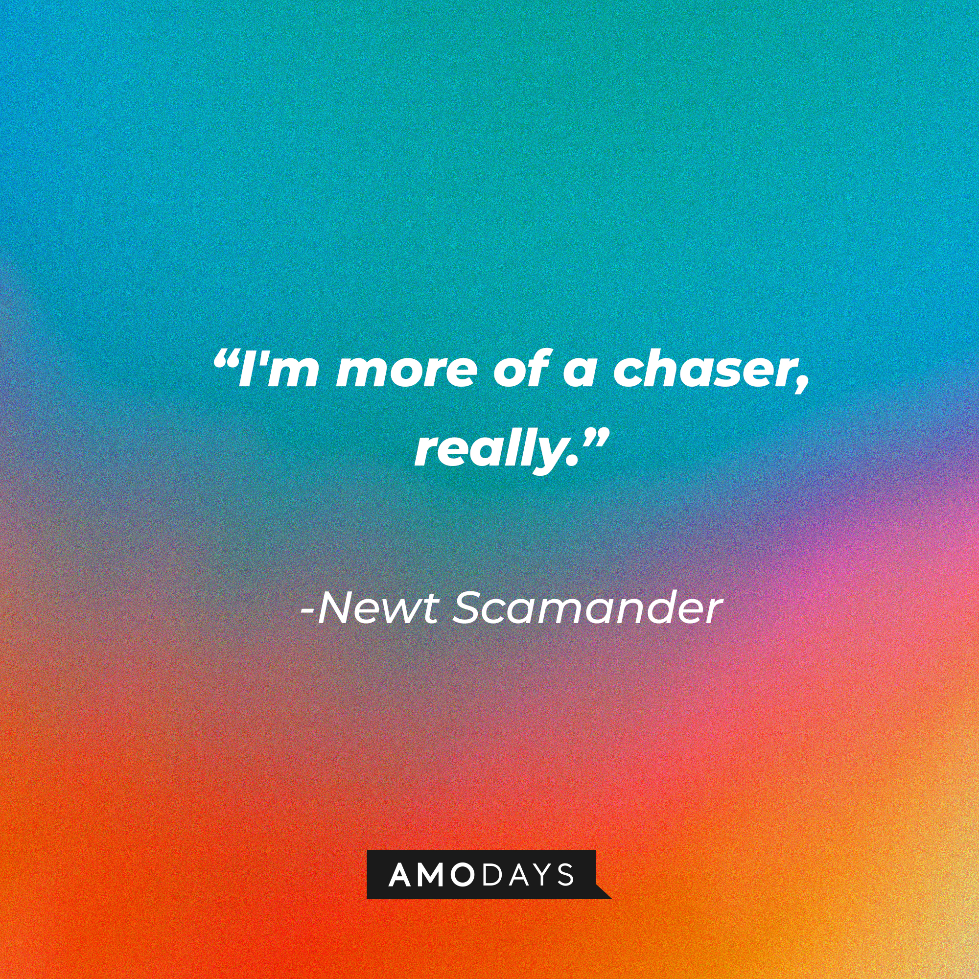 Newt Scamander's quote: "I'm more of a chaser, really." | Source: facebook.com/fantasticbeastsmovie