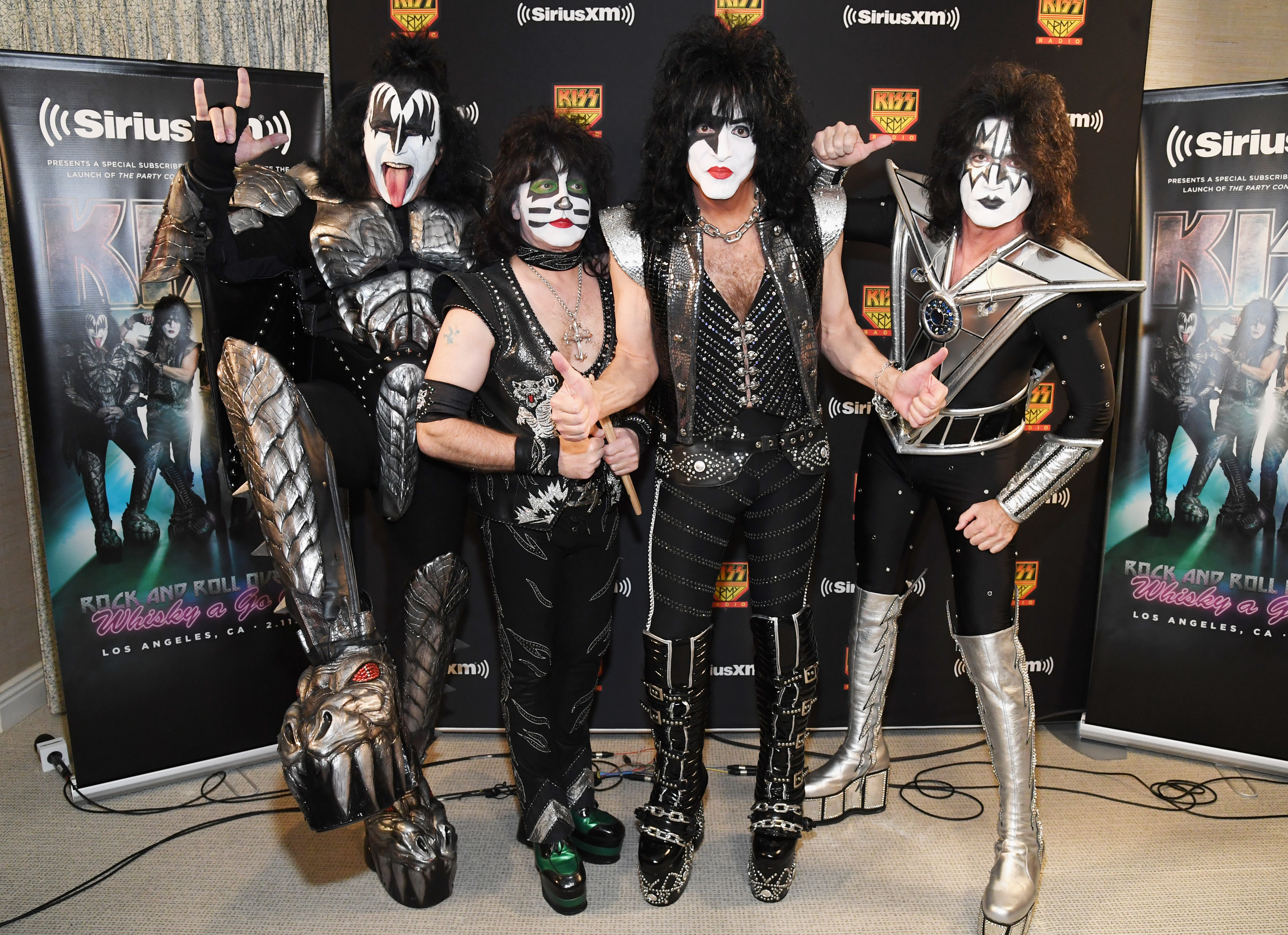 Gene Simmons, Eric Singer, Paul Stanley and Tommy Thayer of KISS during KISS Performs Private Concert For SiriusXM At Whisky A Go Go In Los Angeles at Whisky a Go Go on February 11, 2019 in West Hollywood, California | Source: Getty Images