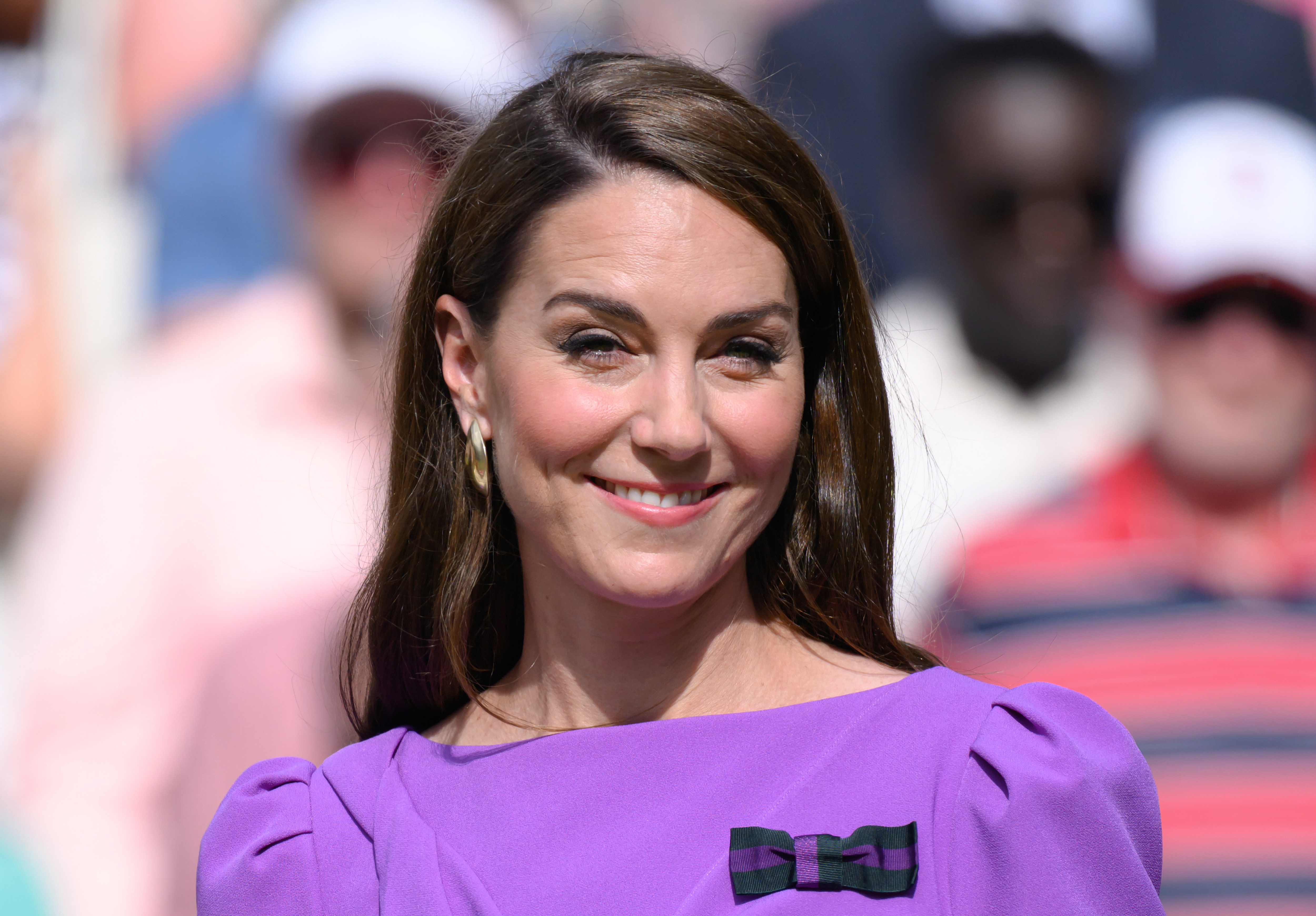 Kate Middleton on court at the Wimbledon Tennis Championships on July 14, 2024, in London, England. | Source: Getty Images