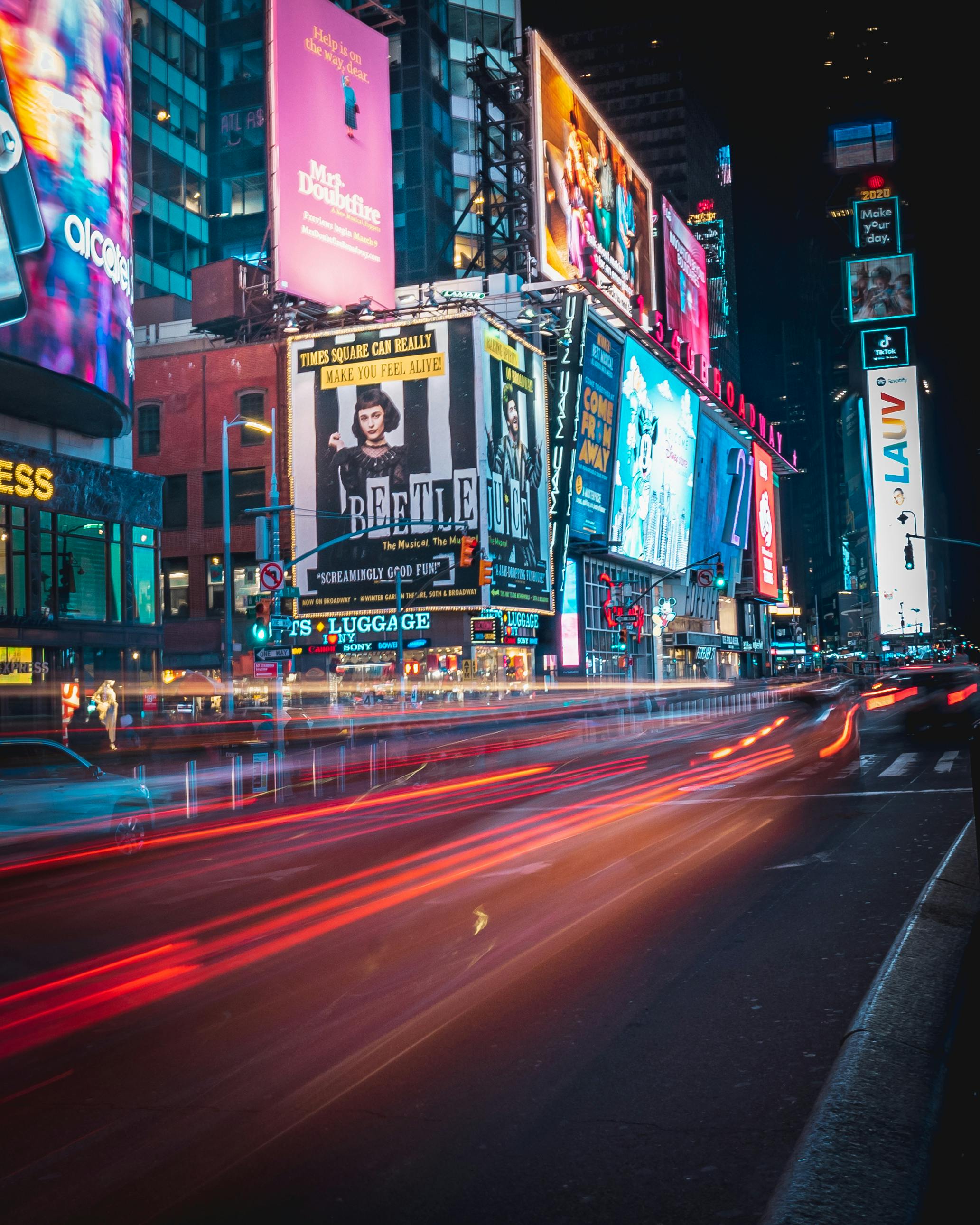 A depiction of New York's Times Square at night | Source: Pexels