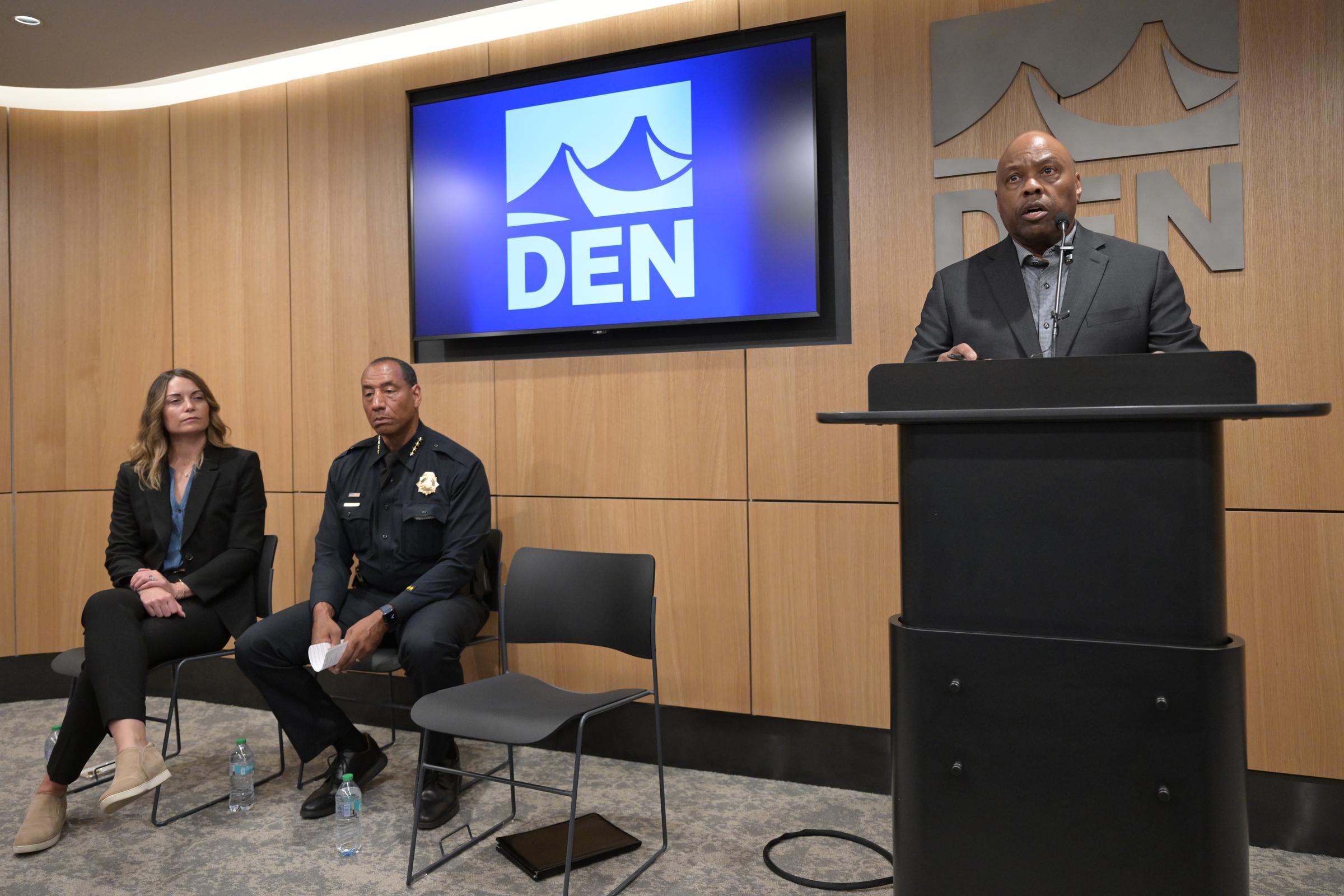 Denver International Airport CEO Phil Washington speaks during a press conference at Denver International Airport on May 12, 2026, in Denver, Colorado | Source: Getty Images