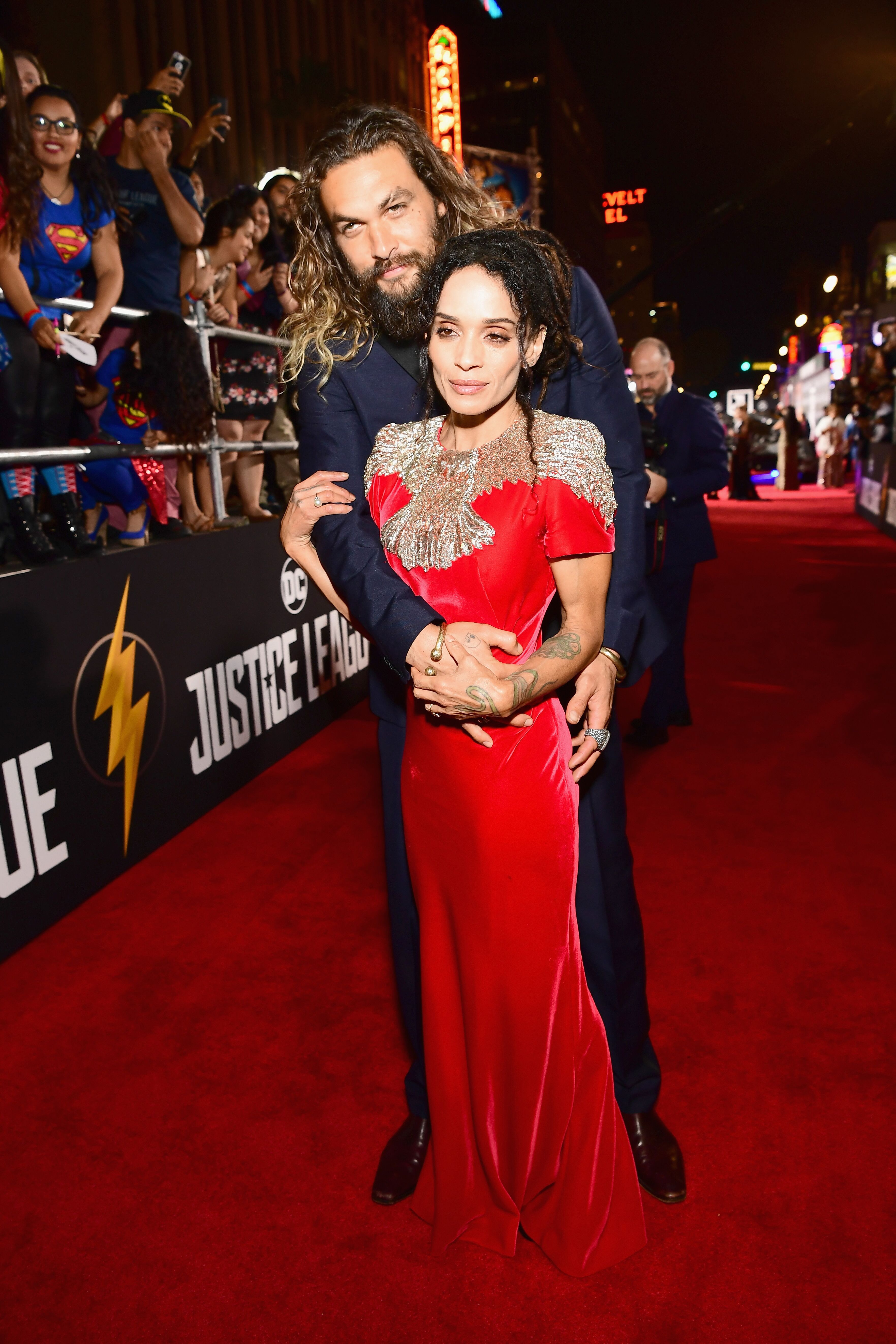 Jason Momoa and Lisa Bonet at the premiere of "Justice League"/ Source. Getty Images