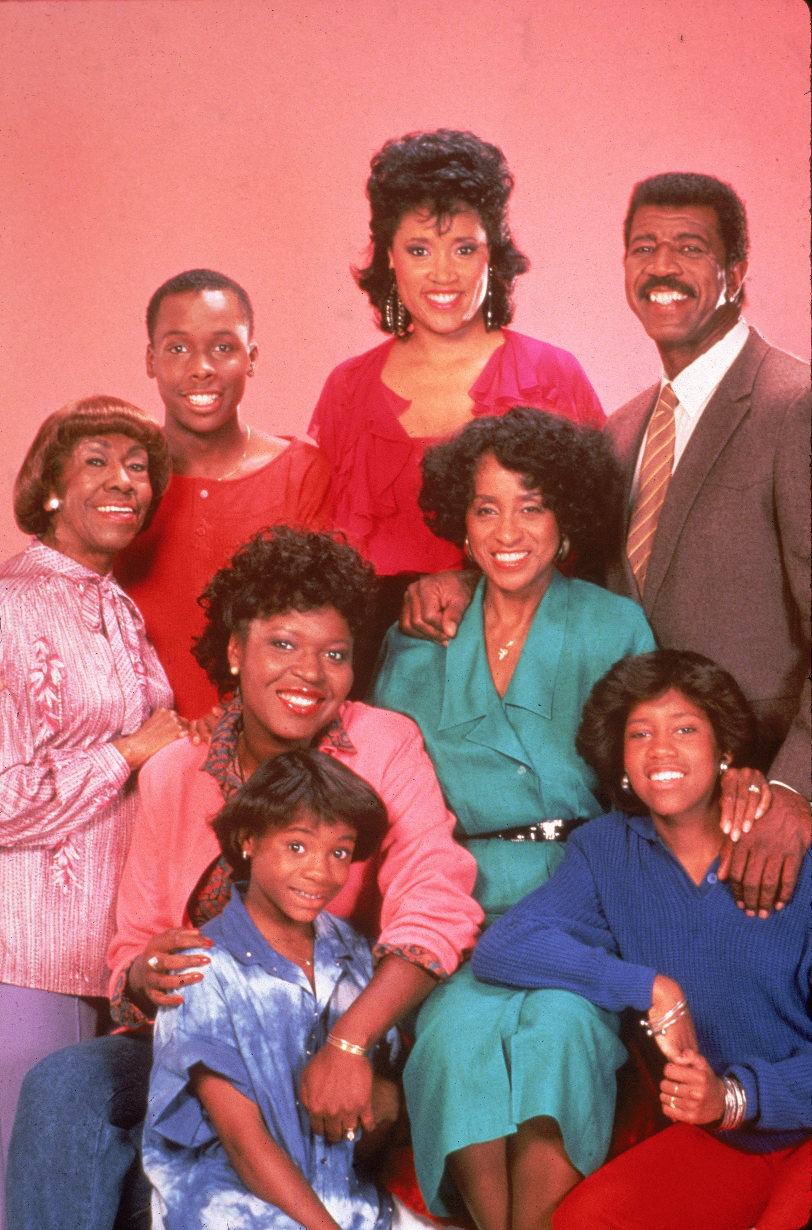 Hal Williams starred in another beloved television series. In this photo, he, Helen Martin, Curtis Baldwin, Jackée Harry, Alaina Reed Hall, Marla Gibbs, Kia Goodwin, and Regina King posed for a promotional studio portrait for "227" circa 1985. | Source: Getty Images