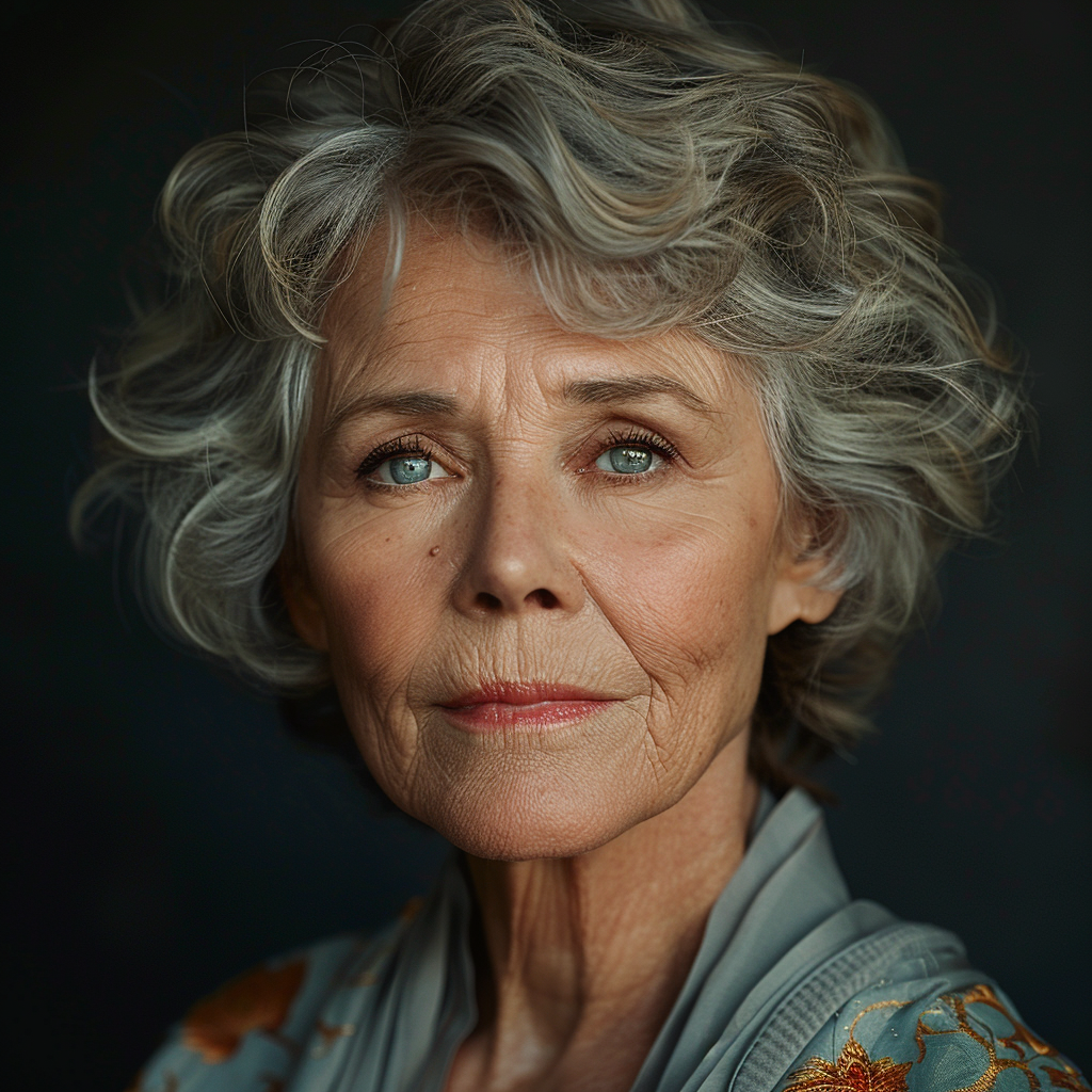 An AI depiction of what Jane Fonda might have looked like without plastic surgery | Source: Midjourney