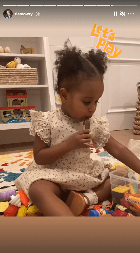 Tia Mowry's daughter, Cairo, pictured during her playtime with her toys | Photo: Instagram/tiamowry
