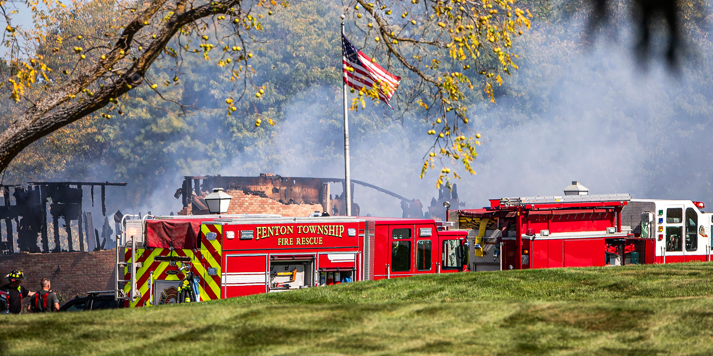 Fire crews battle a church blaze in Grand Blanc, Michigan | Source: Getty Images