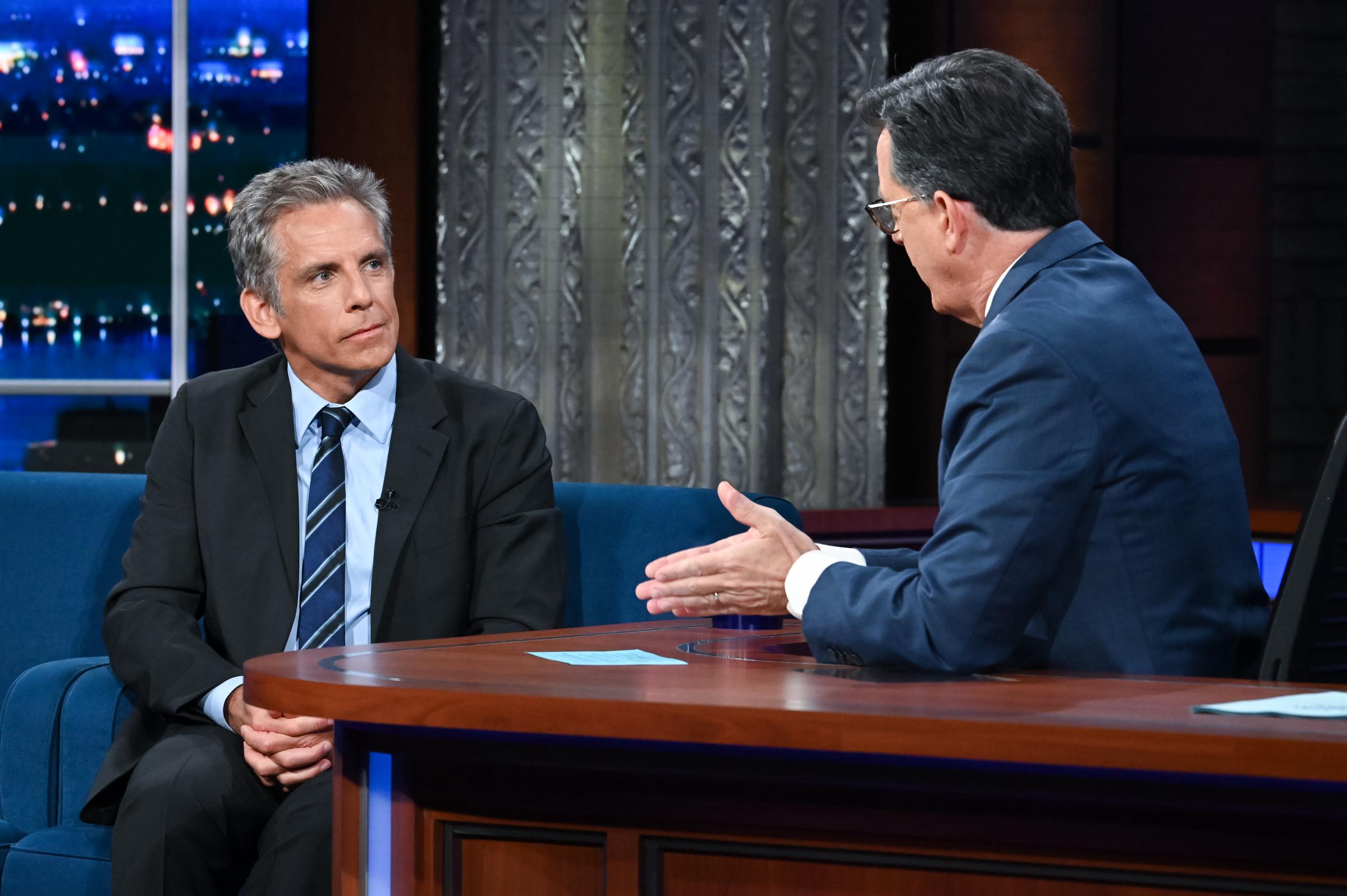 Ben Stiller during "The Late Show with Stephen Colbert," on August 9, 2022 | Source: Getty Images