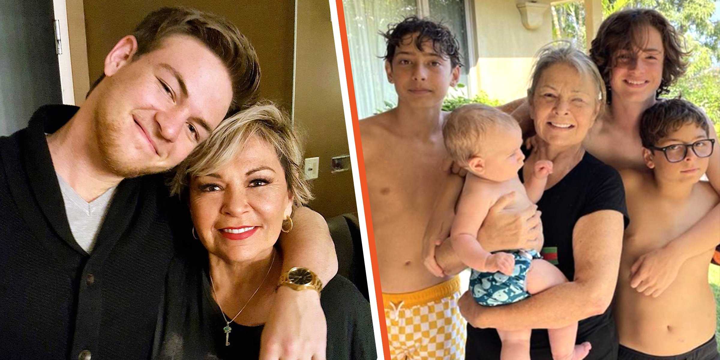Buck Thomas and Roseanne Barr | Roseanne Barr with some of her grandkids | Source: Instagram.com/officialroseannebarr