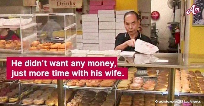 Customers buy all the store's donuts every day so owner can rush home to his sick wife