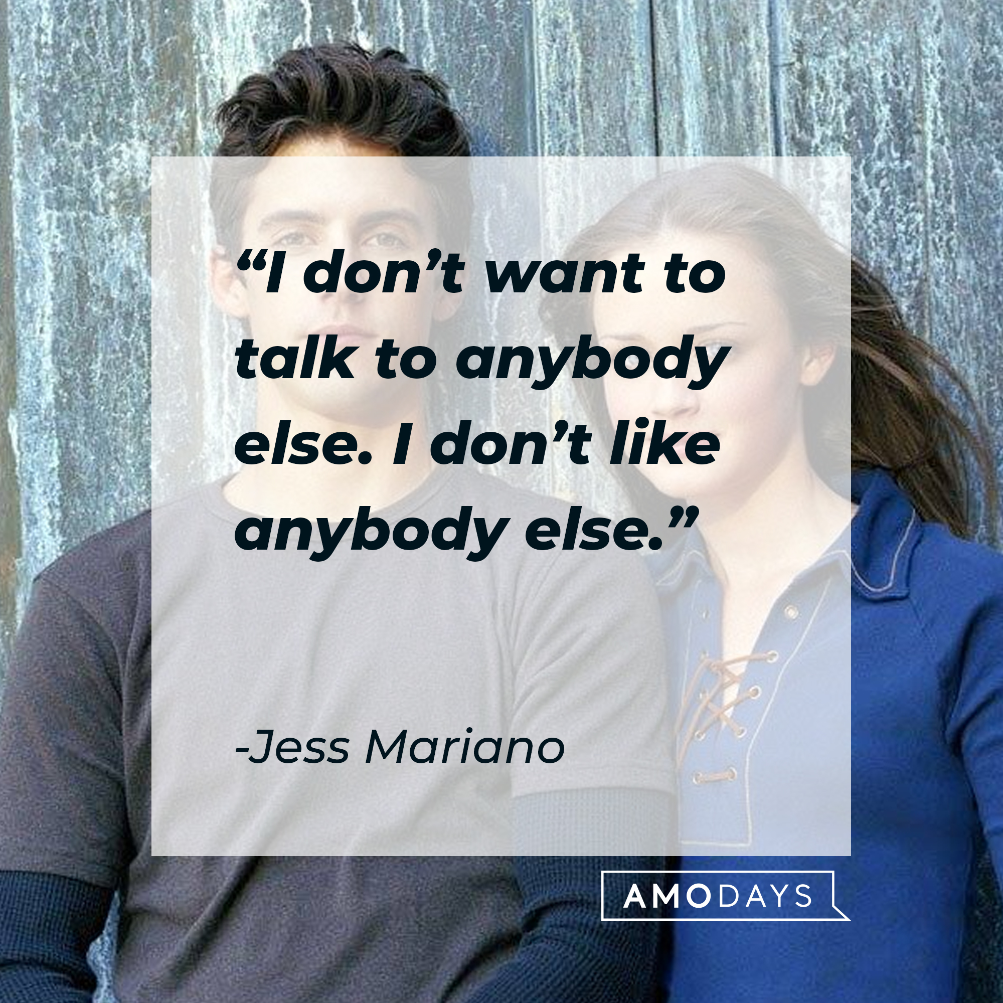 Rory Gilmore and Jess Mariano, with his quote: “I don’t want to talk to anybody else. I don’t like anybody else.” | Source: facebook.com/GilmoreGirls