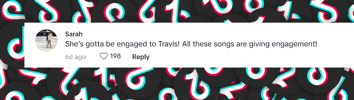 A fan's comment speculating about Taylor Swift and Travis Kelce's engagement dated July 20, 2024 | Source: Tiktok/@cokacolacherry