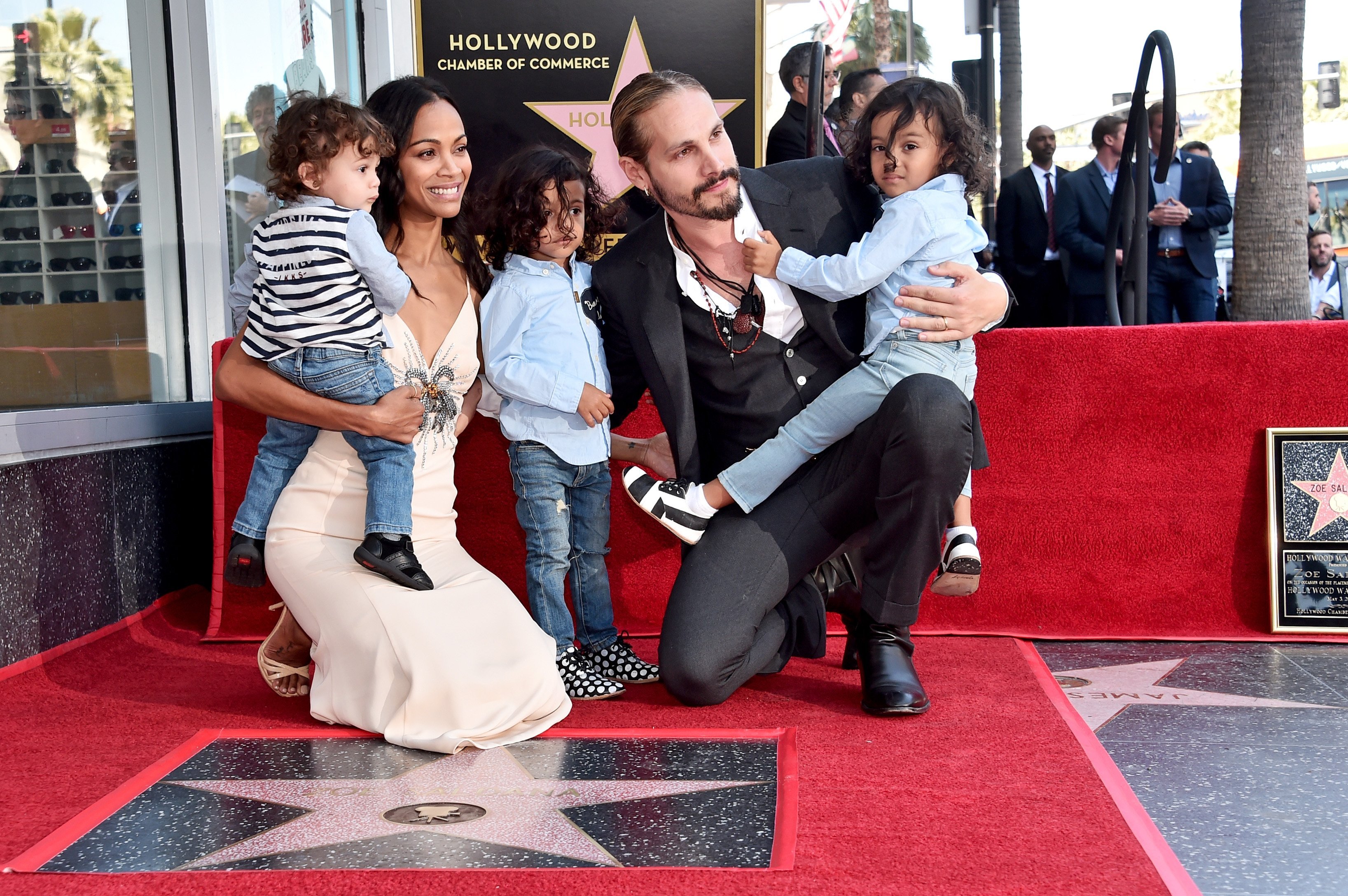 Zoe Saldana, Marco Perego, and children at the Zoe Saldana Walk Of Fame Star Ceremony on May 3, 2018 in Hollywood, California. | Photo: GettyImages