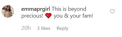 A fan's comment on Tori's Instagram post |  | Source: Instagram//toriroloff