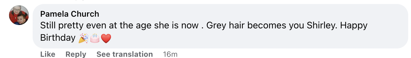 A fan's comment on a Facebook post wishing Shirley Jones a happy 89th birthday on March 31, 2023 | Source: Facebook/Flashback to the 80's