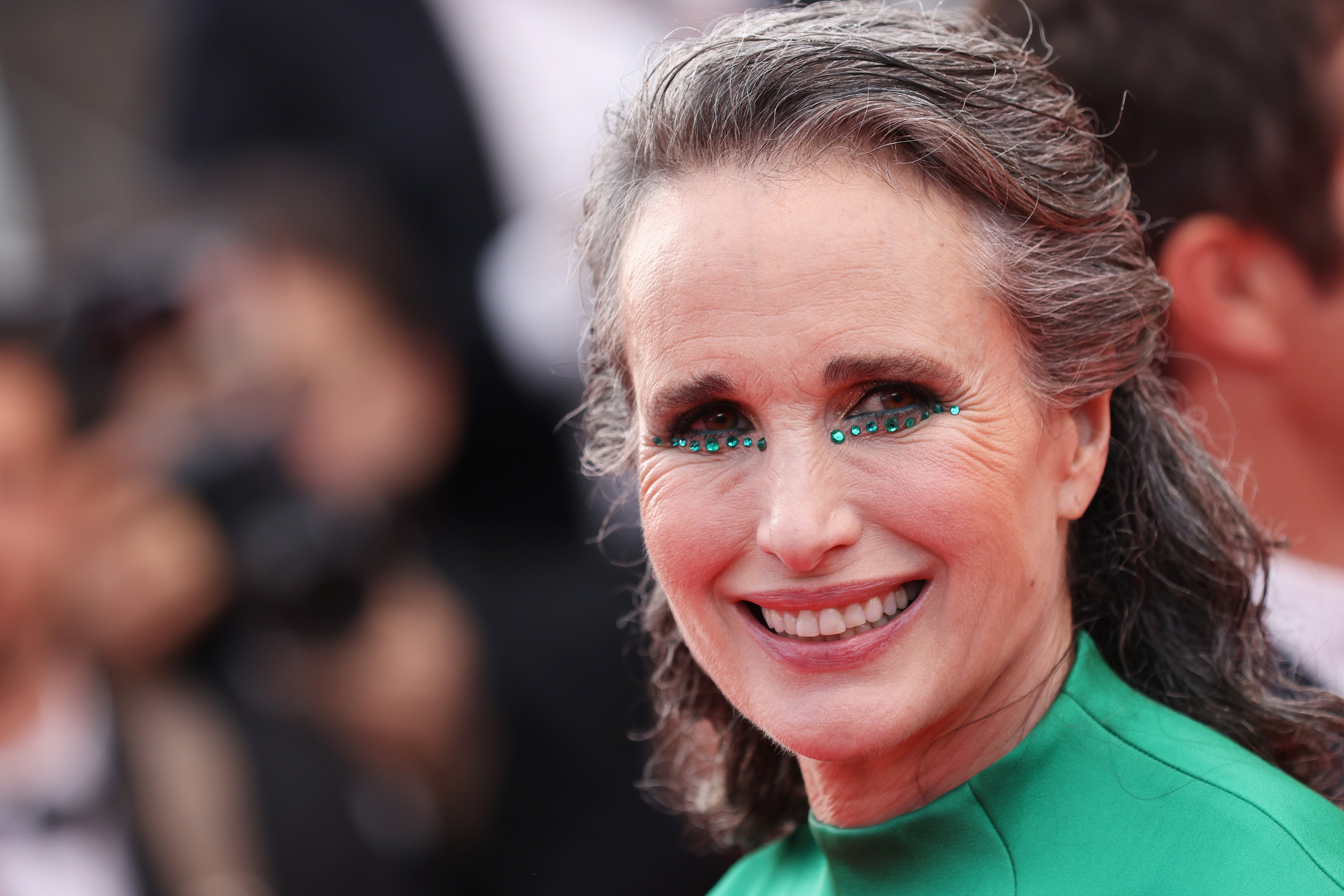 Andie MacDowell at Palais des Festivals on May 28, 2022 in Cannes, France | Source: Getty Images