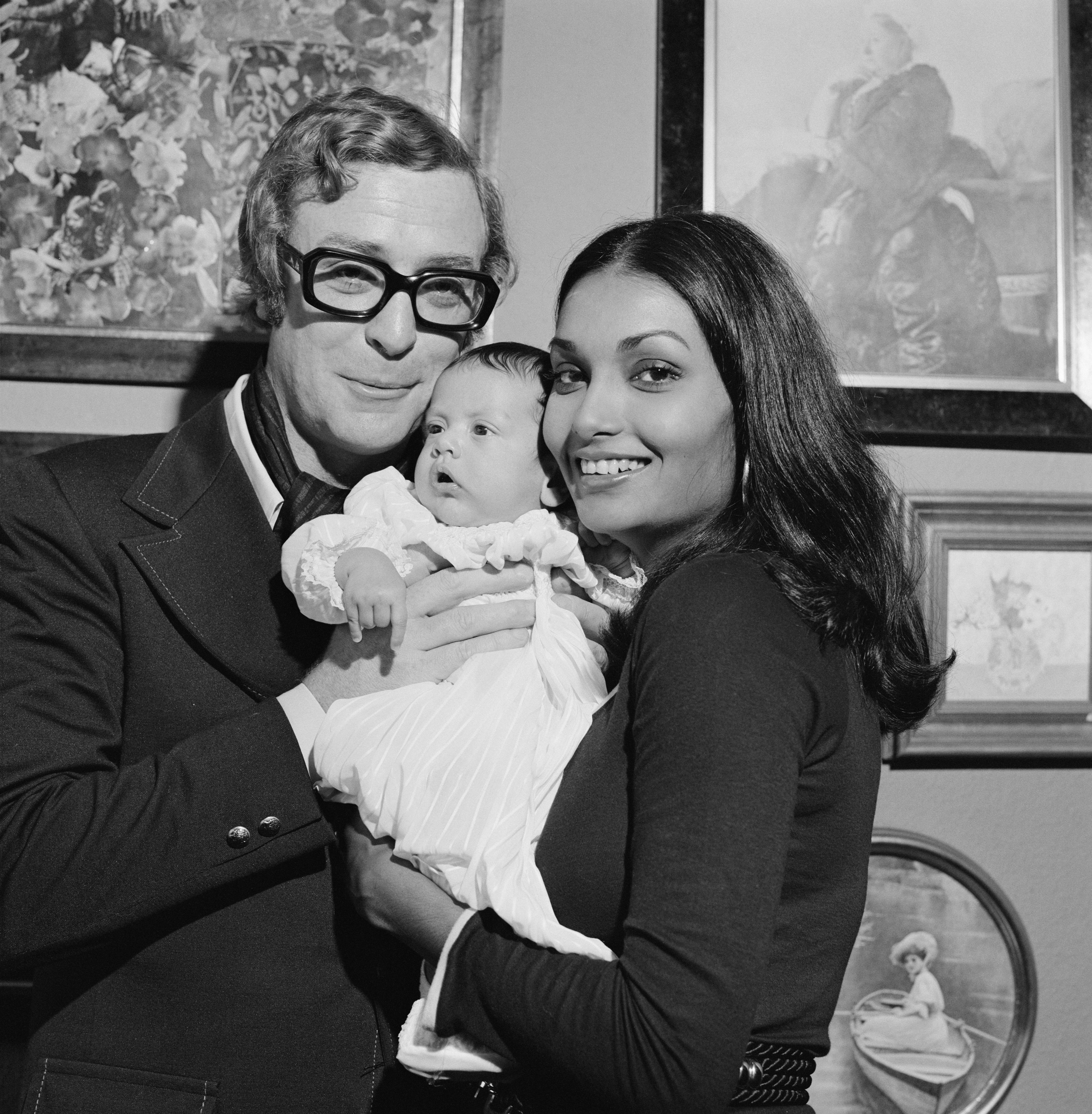 Michael Caine, Natasha, Caine, and Shakira Caine on September 25, 1973 | Source: Getty Images