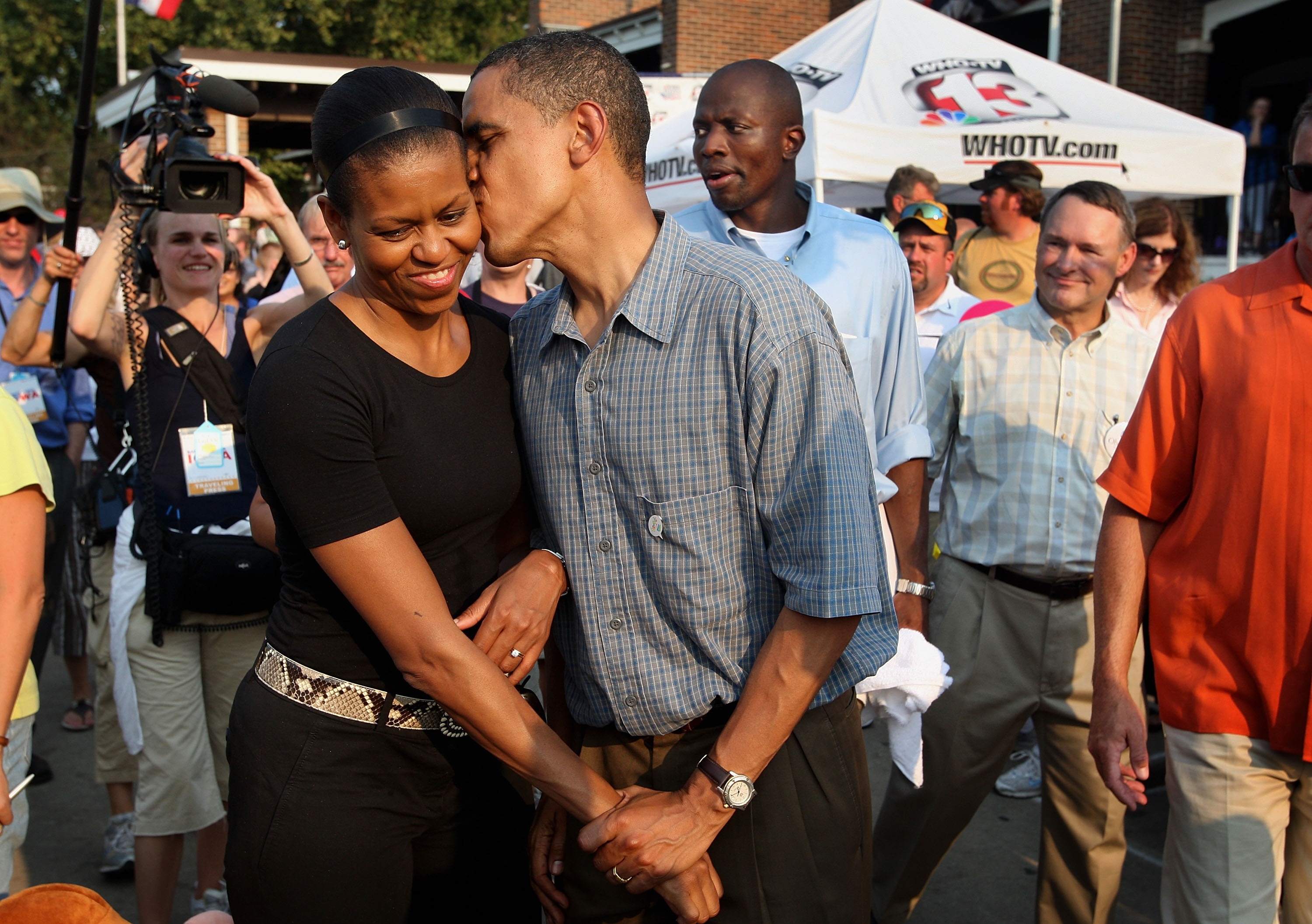 Michelle and Barack Obama during their Iowa State Fair tour on August 16, 2007. | Source: Getty Images