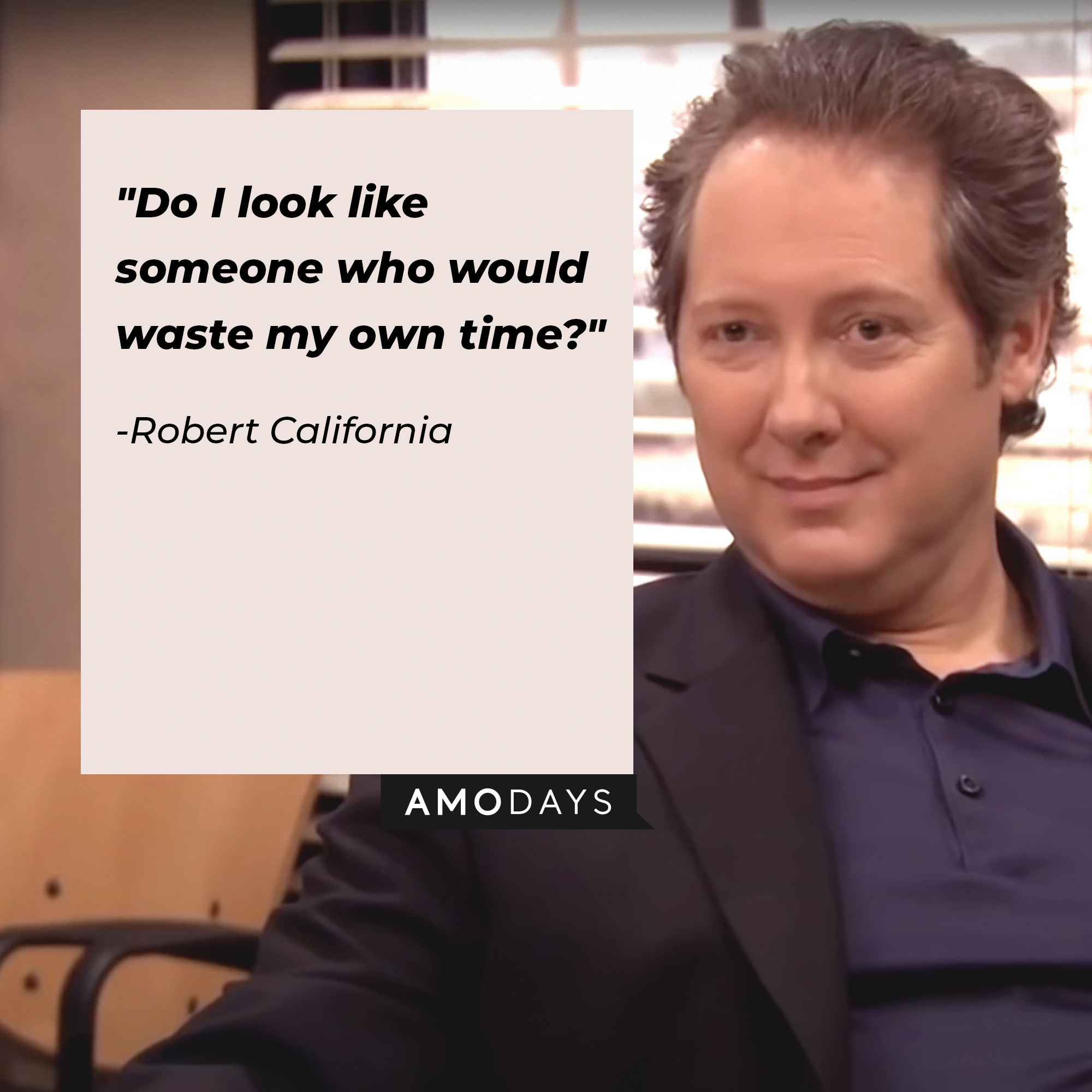 Robert California's quote: "Do I look like someone who would waste my own time?" | Image: AmoDays