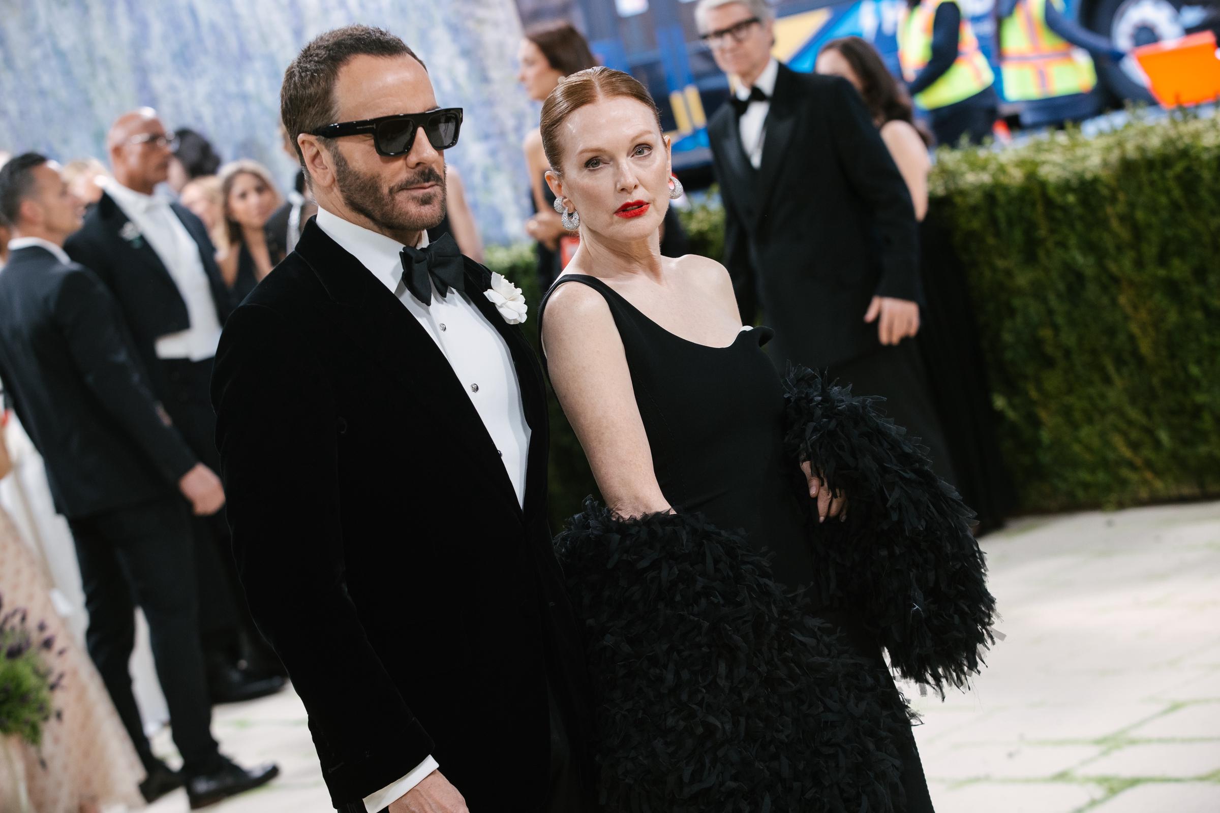 Tom Ford and Julianne Moore at the Met Gala celebrating "Costume Art" at The Metropolitan Museum of Art on May 4, 2026 in New York | Source: Getty Images