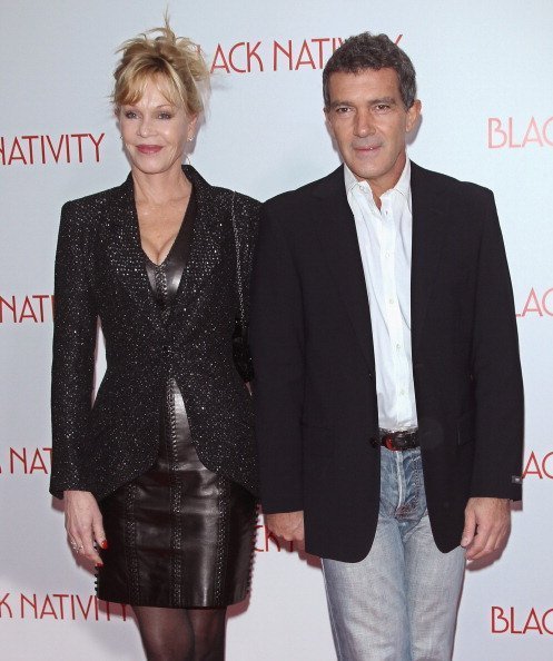 Actors Melanie Griffith and Antonio Banderas attend the "Black Nativity" premiere at The Apollo Theater in New York City | Source: Getty Images